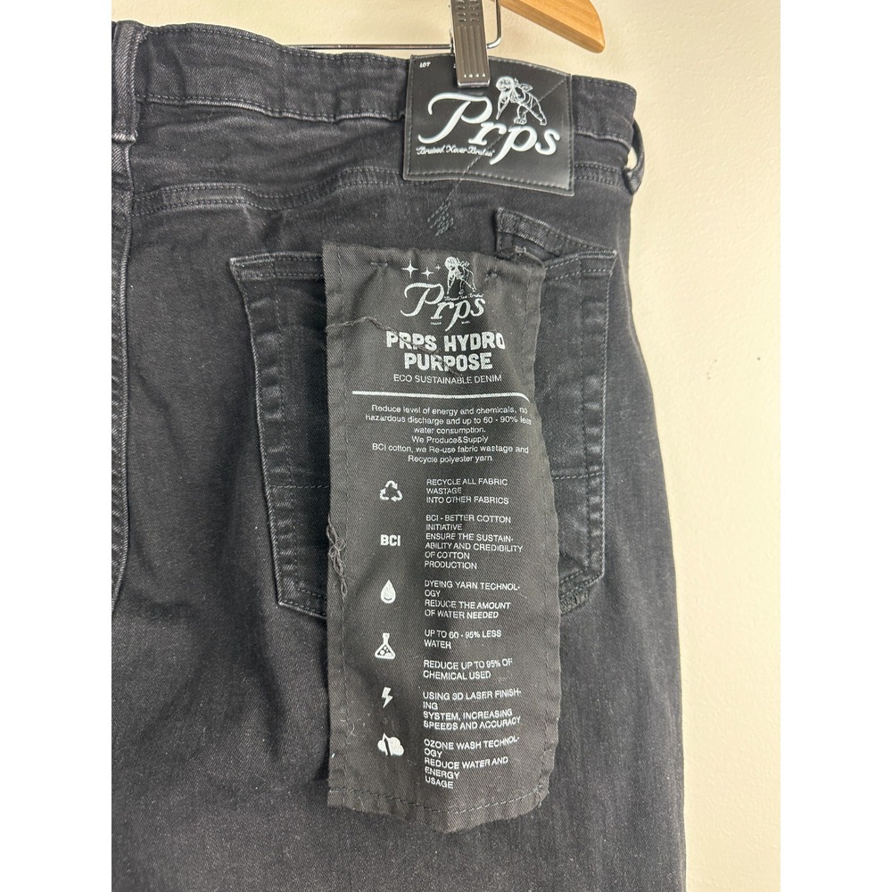 Prps Windsor Tapered Skinny Fit Jeans Black Men's Size 42 Stretch Streetwear - Picture 12 of 16